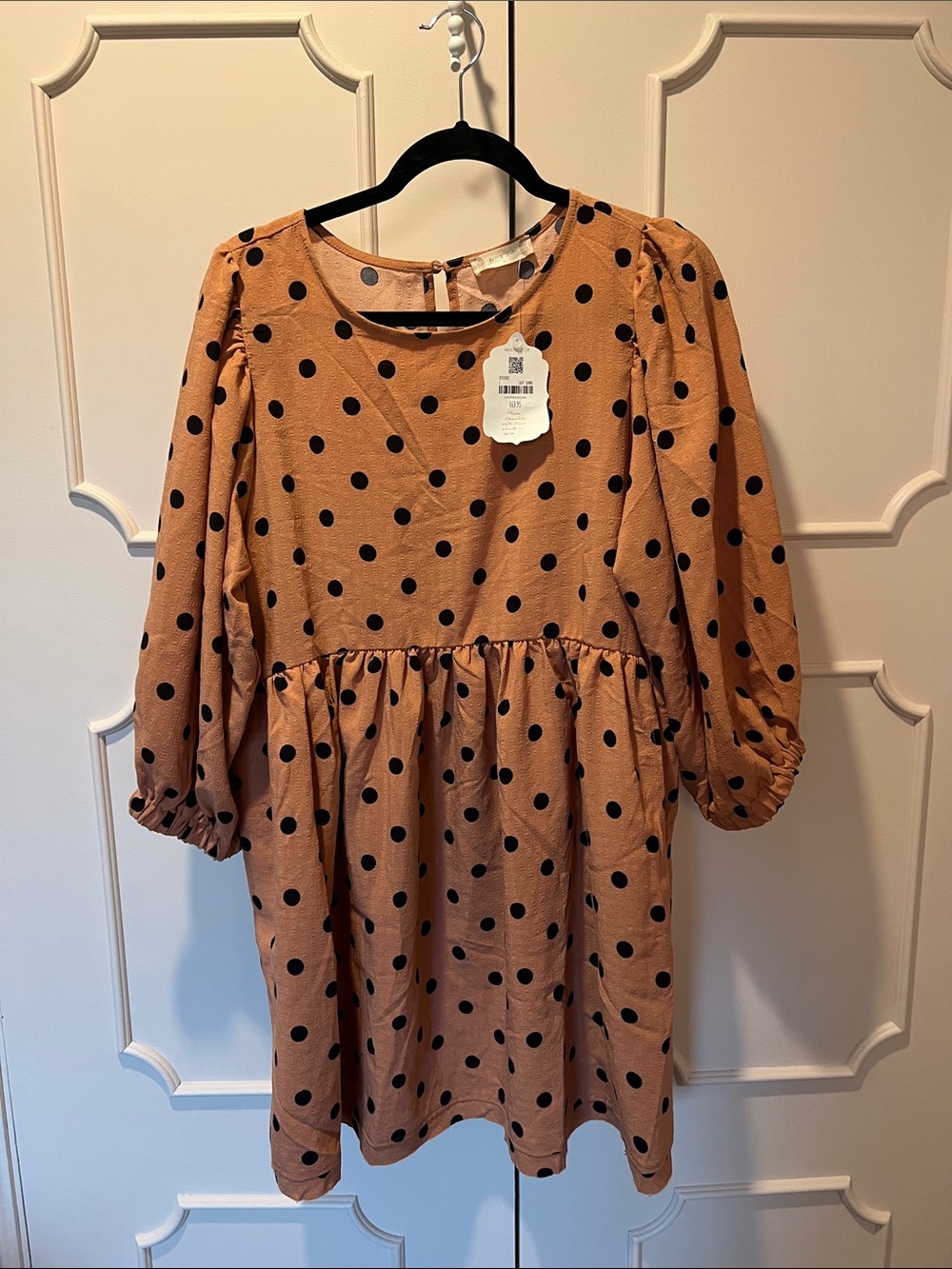 NWT Altar'd State Tan Dress with Black Polka Dots